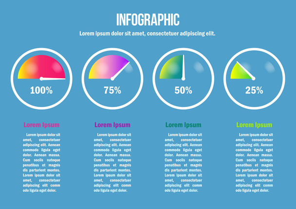 Infographic with color percent diagrams - Vector, Image