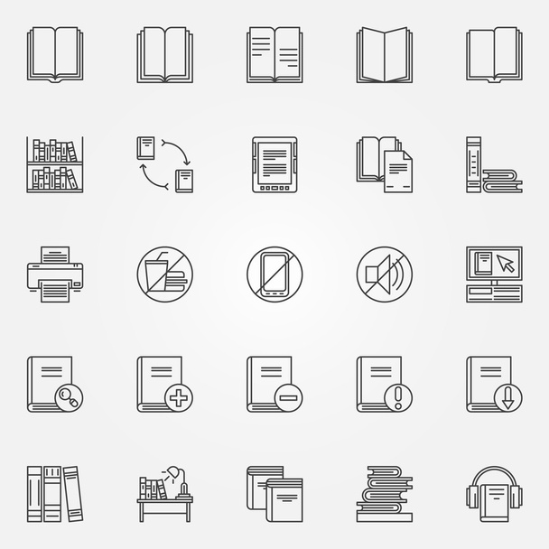 Library icons set - Διάνυσμα, εικόνα