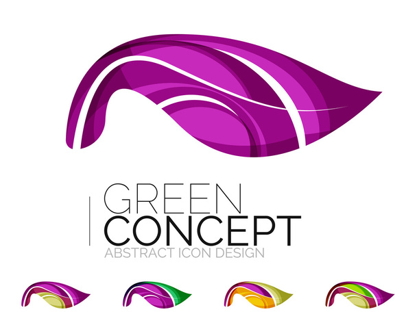 Conjunto de ícones de plantas ecológicas abstratas, logótipo de negócio natureza conceitos verdes, design geométrico moderno limpo
 - Vetor, Imagem