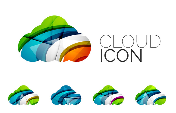 eine Reihe abstrakter Cloud-Computing-Symbole, Konzepte für Firmenlogos, sauberes, modernes geometrisches Design - Vektor, Bild