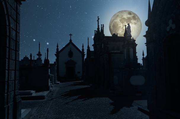 Kerkhof Halloween achtergrond - Foto, afbeelding