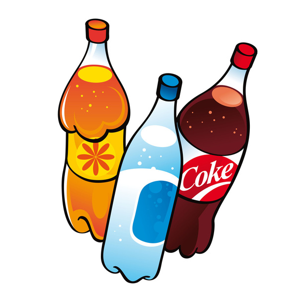 Nonalcoholic drinks in plastic bottles water - Vector, Image
