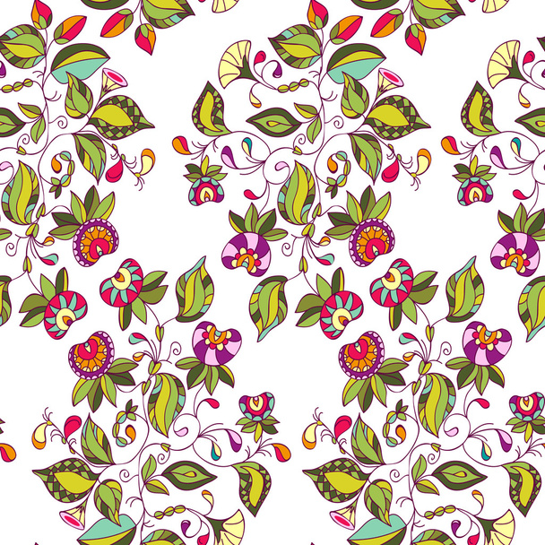 Seamless abstract hand-drawn flowers pattern, floral background. - Vecteur, image