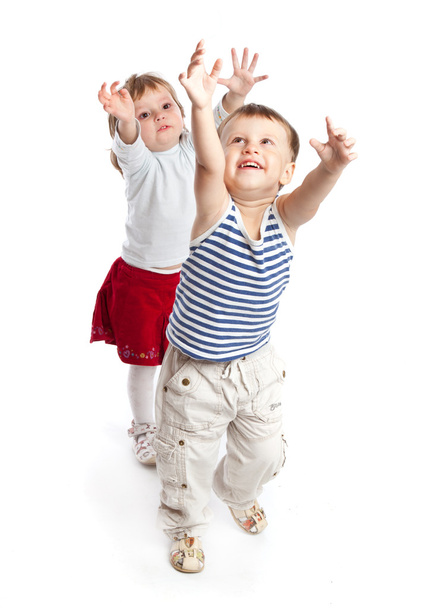 Funny boy and girl is playing in the studio - Fotoğraf, Görsel