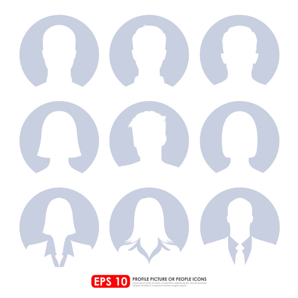 Imagem de perfil de avatar (ou ícone de retrato) definido em cinza claro de volta
 - Vetor, Imagem