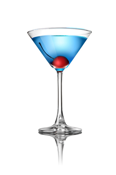 Blue martini cocktail isolated on white - Foto, Imagen
