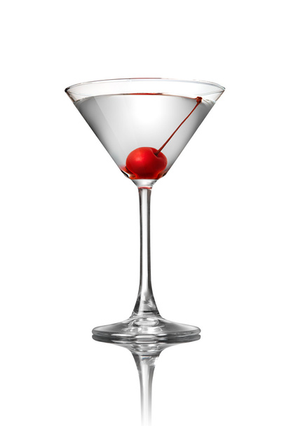 Martini with cherry isolated on white - Φωτογραφία, εικόνα