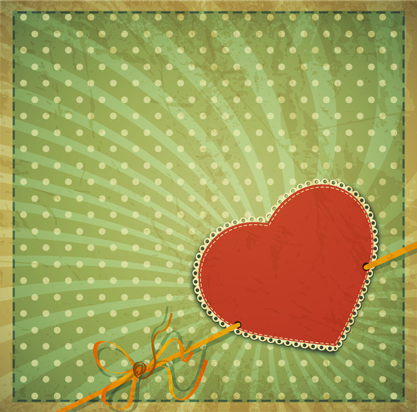 Vintage background with heart and ribbon - Vector, Image