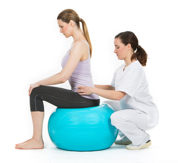 doctor with medical ball and woman patient - Photo, Image