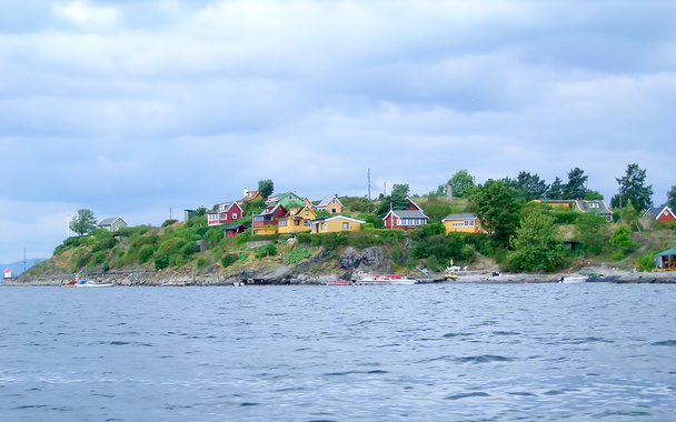 Colorful houses on the shore of Oslo fjord (2004) - Photo, Image