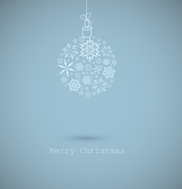 青色の背景に雪から作られたクリスマス ボール - ベクター画像