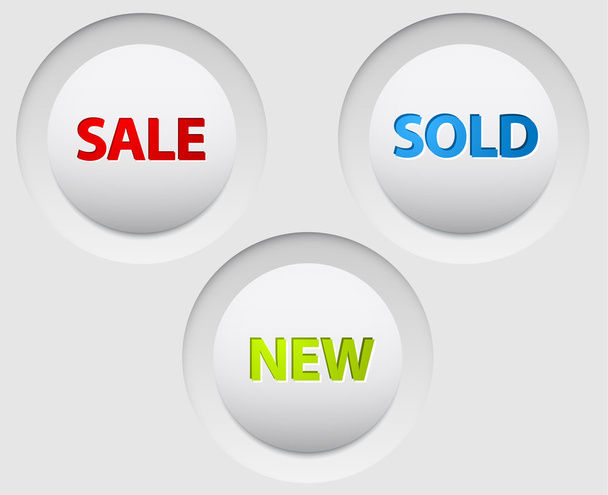 Круглі векторні 3D білі кнопки для продажу
 - Вектор, зображення