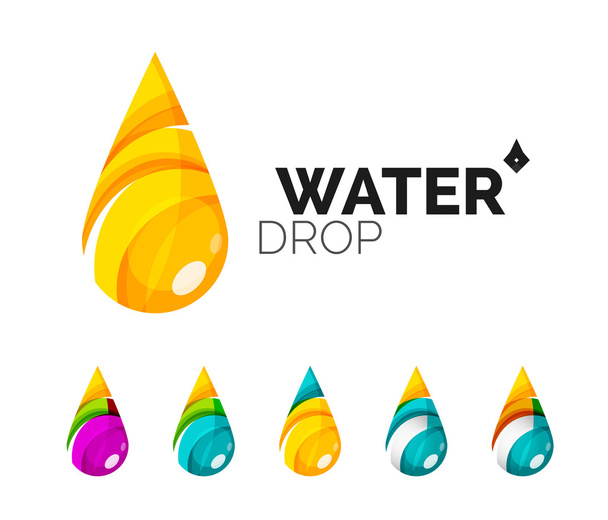 Conjunto de ícones de água ecológica abstrata, logotipo do negócio natureza conceitos verdes, design geométrico moderno limpo
 - Vetor, Imagem