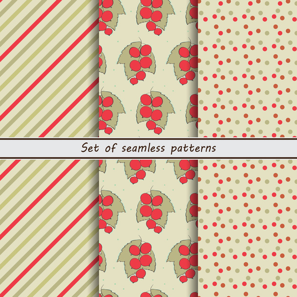 red currant, a set of seamless patterns collection of patterns - Vektör, Görsel