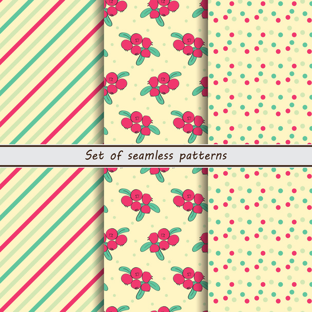 Cranberry, a set of seamless patterns, stripe, striped background, colorful background - Wektor, obraz