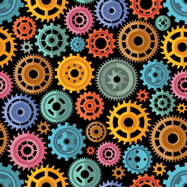 Flat Style Color Gears Pattern - Vector, Image