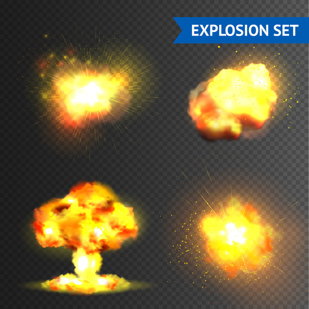 Realistic Explosions Set - Vector, Image