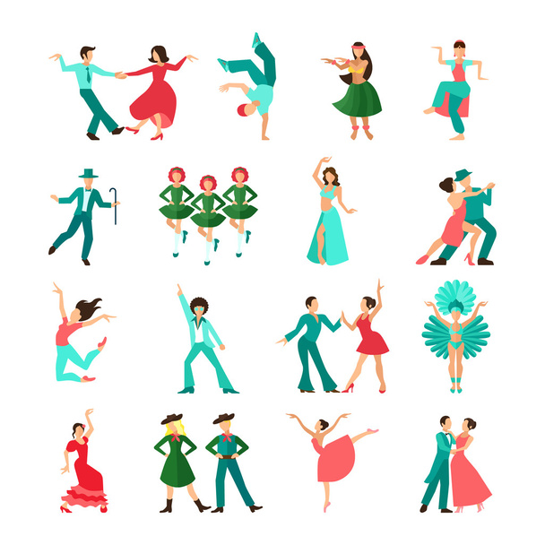 Varios iconos de baile de estilo hombre
 - Vector, Imagen
