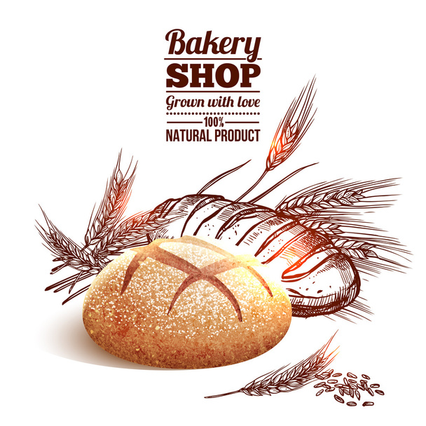 Concepto de boceto de panadería
 - Vector, Imagen