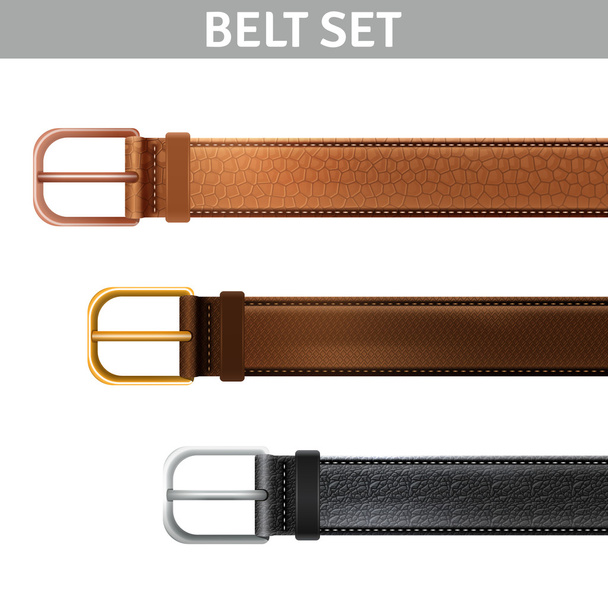 Realistic Belts Set - Vector, afbeelding