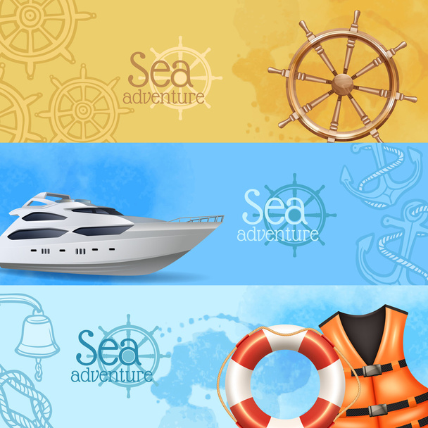 Sea Adventure Banners Set - Vector, Image