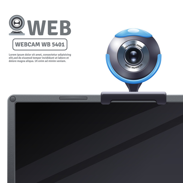 Webcam On Computer Illustration - Διάνυσμα, εικόνα