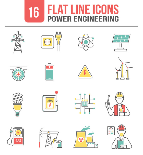 Energy power line icons set - Vector, Image