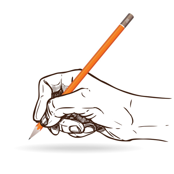 Hand Holding Pencil - Vector, Image