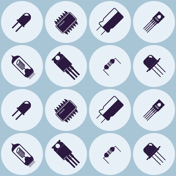 Seamless background with electronic components icons - Vector, Image