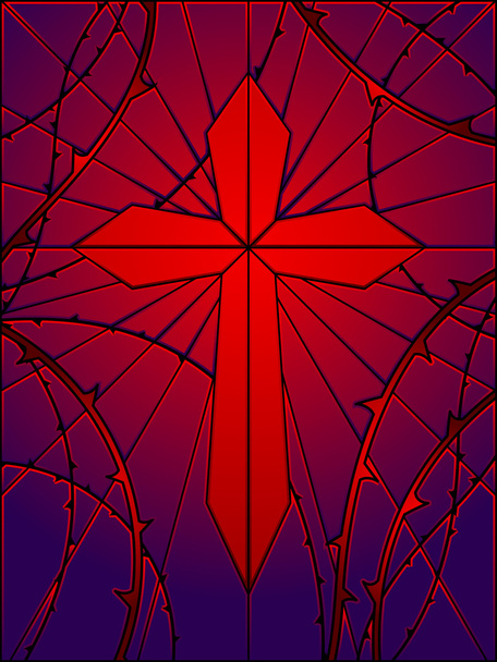 Gebrandschilderd glas cross - Vector, afbeelding