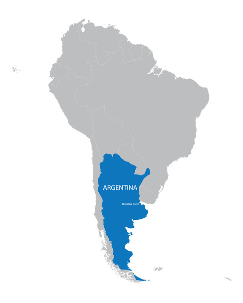 mapa da América do Sul com indicação da Argentina
 - Vetor, Imagem