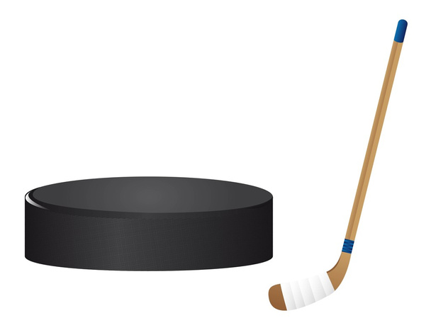 Ice Hockey Stick with Puck. Sports Vector Illustration Isolated on