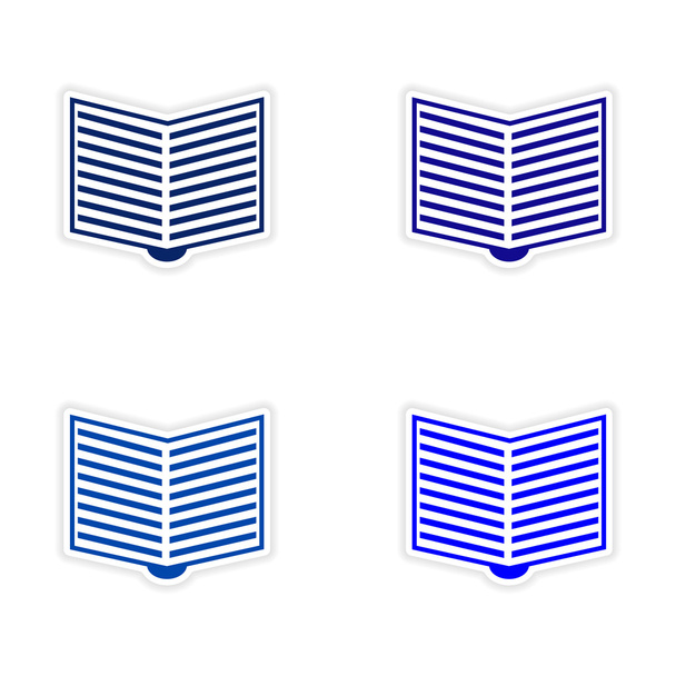 vergadering realistische sticker ontwerp op papier open boek - Vector, afbeelding
