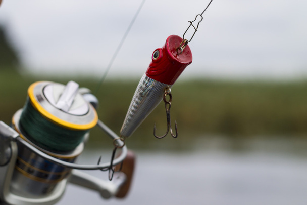 Plastic fishing lure wobbler on the spinning - Foto, Imagen