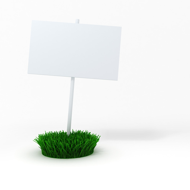 3d blank board on a patch of green fresh grass - Фото, зображення