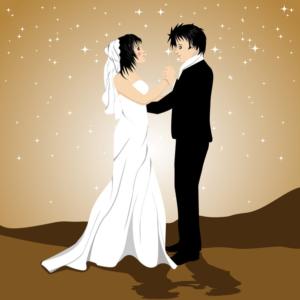 Vector illistration of a loving couple on twinkle star backgroun - Vector, imagen