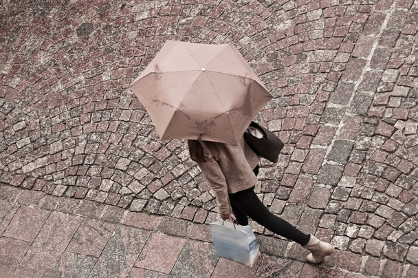 woman with umbrella in the rain - Foto, afbeelding