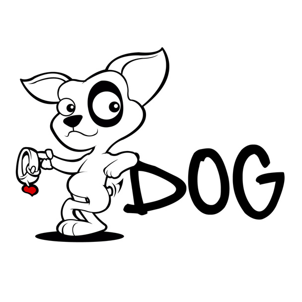 Sevimli köpek karikatür evlat edinme kroki - Vektör, Görsel