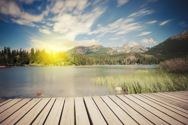 Alpine mountain lake at sunny day - Photo, Image