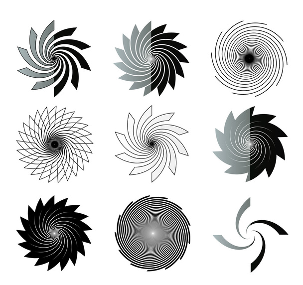 Fekete-fehér vortex alakzatok illusztráció készlet - Fotó, kép