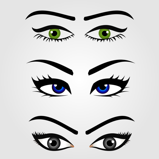 Diferentes tipos de ojos de mujer - Vector, Imagen