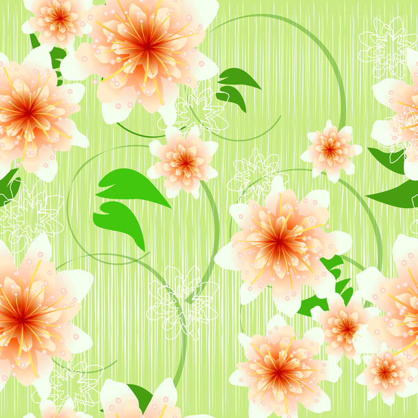 Pretty painted flowers seamless background - Вектор,изображение
