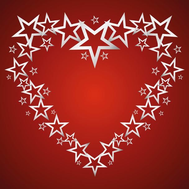 Silver stars in the shape of heart vector - Vector, Image
