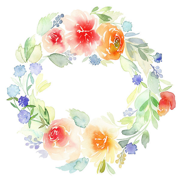 Wreath wedding watercolor. Handmade. Greeting card - Zdjęcie, obraz