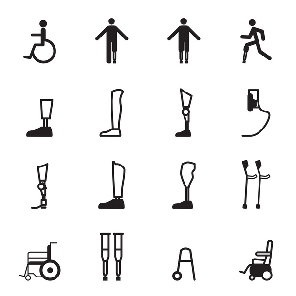 障害者の義足のアイコンを設定 - ベクター画像