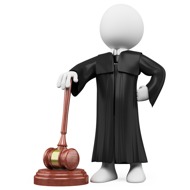 3D judge with robe and hammer - Photo, Image