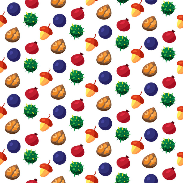 Вінтажні горіхи, ягода, фрукти безшовний візерунок
 - Вектор, зображення