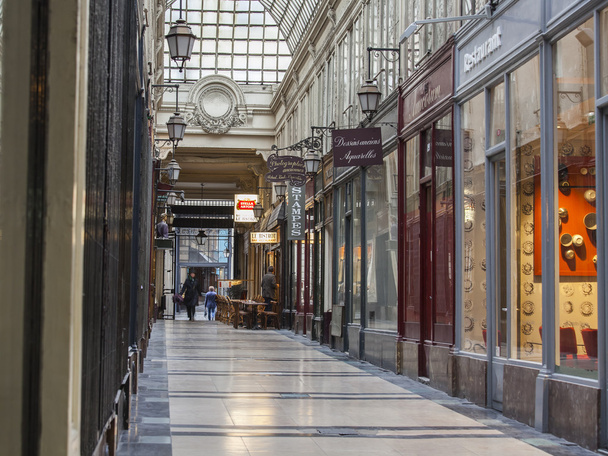 PARIS, FRANCE, on AUGUST 27, 2015. Fragment of an interior of a typical Parisian passage - Photo, Image