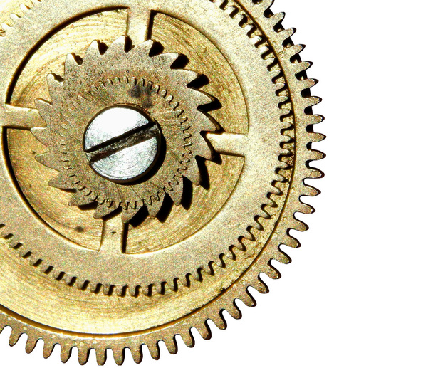 Stapled gears on white background with space for your text - Photo, Image