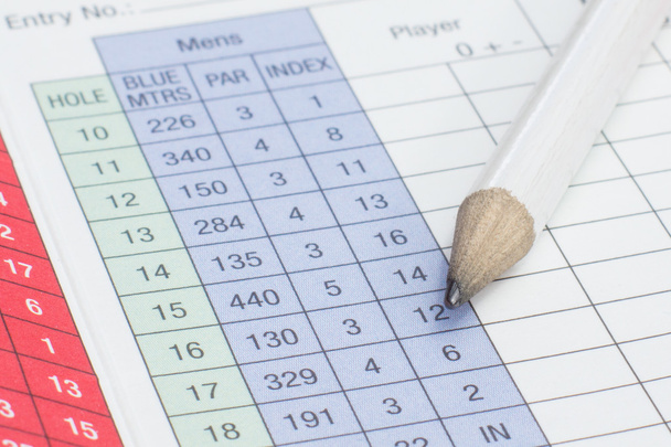 Pencil on a golf scorecard - Photo, Image
